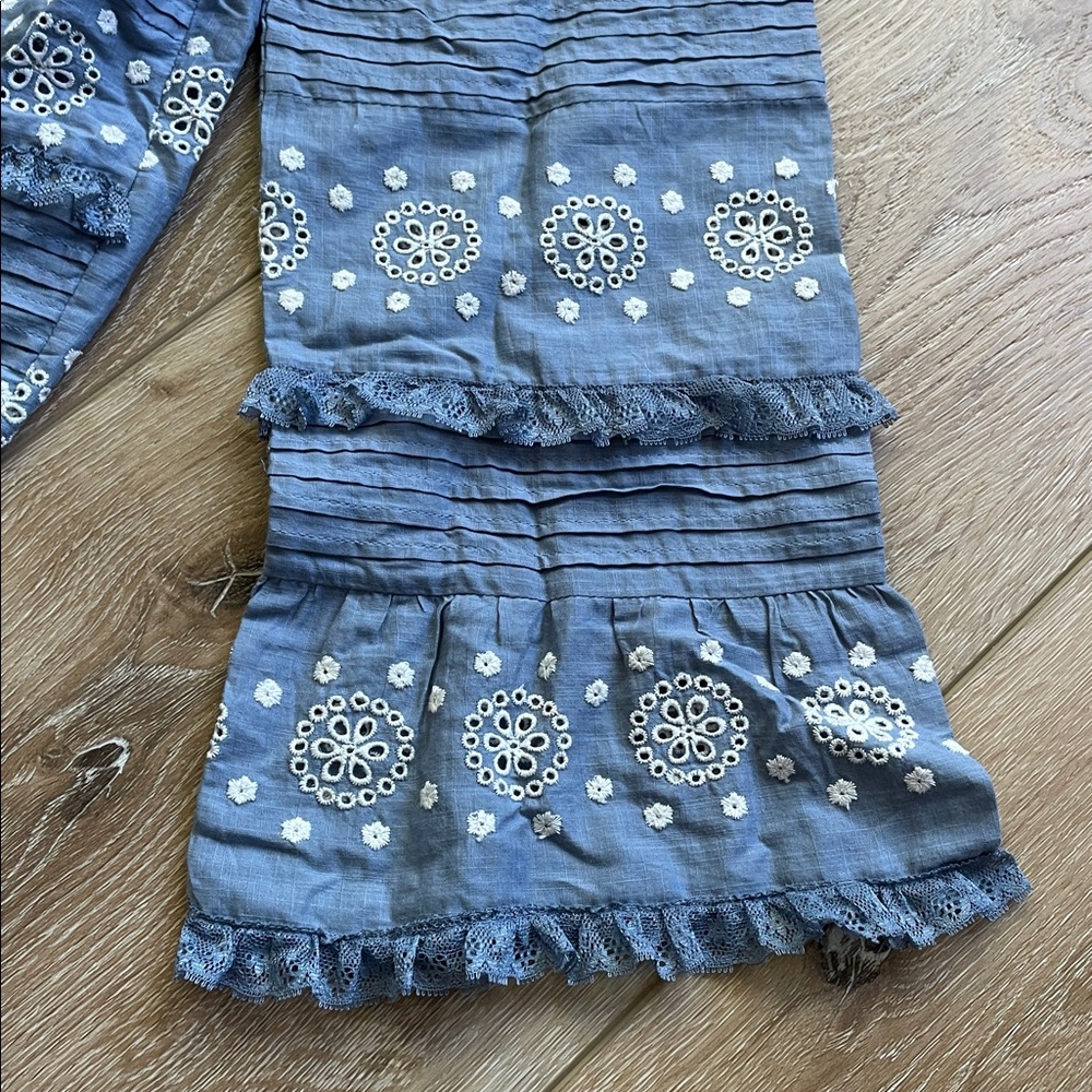 Sezane Nele embroidered vintage ruffle blue cropped shirt. NWT!! - Picture 7 of 16